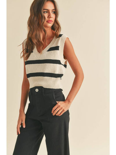 Striped Pattern Knitted Vest
