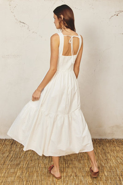 Cotton O Ring Cutout Midi Dress