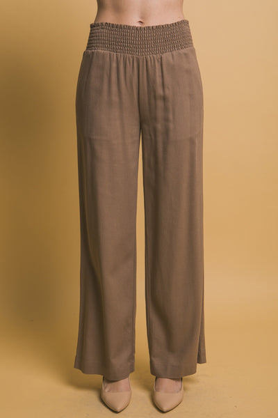 Shirred Waist Linen Pants
