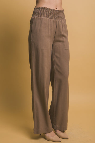 Shirred Waist Linen Pants