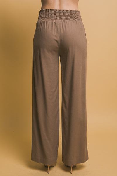 Shirred Waist Linen Pants