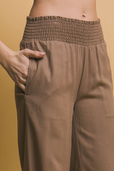 Shirred Waist Linen Pants