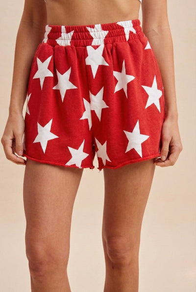 4th Of July Star Printed French Terry Shorts