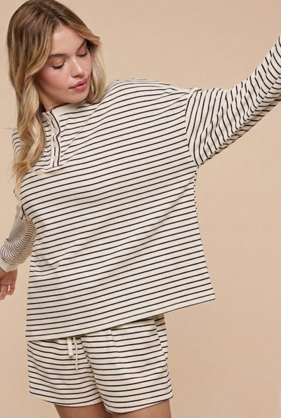 Soft Brushed Pin Stripe Shorts
