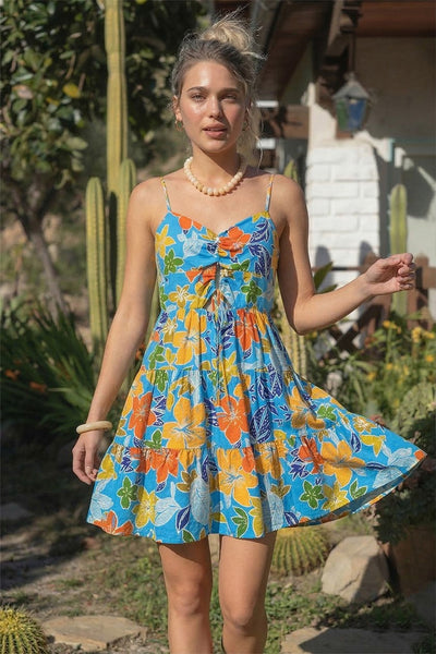 Printed Cut Out Mini Dress