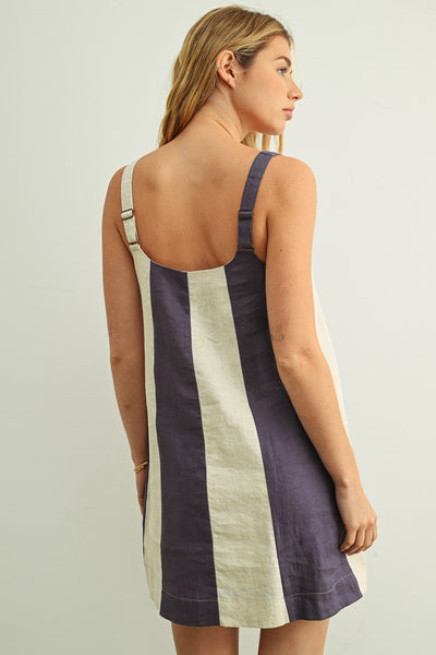 Color Block Linen Mini Dress