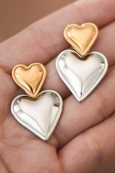18k Gold Plated Waterproof Stainless Steel Two Tone Earrings