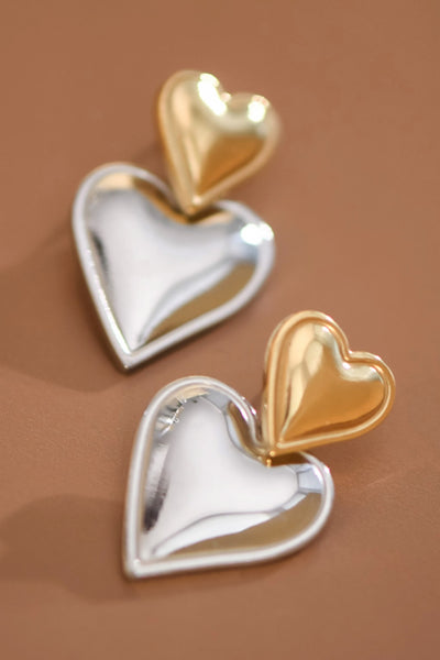 18k Gold Plated Waterproof Stainless Steel Two Tone Earrings
