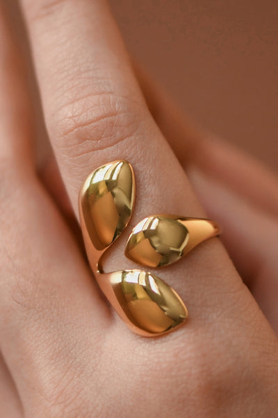 18k Gold Plated Stainless Steel Sculptural Petal Ring