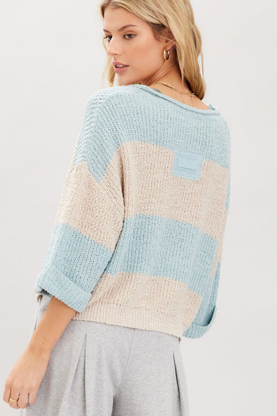 Striped Design Patch Sweater