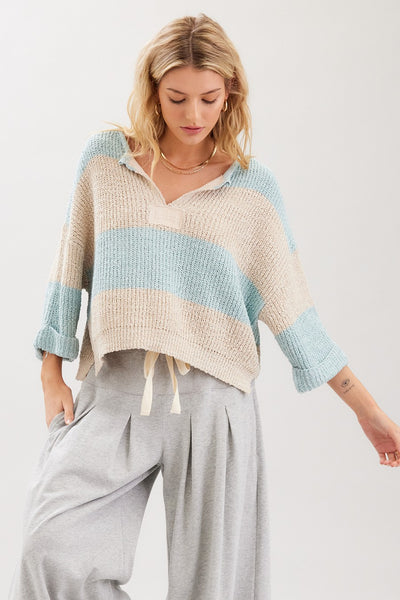 Striped Design Patch Sweater