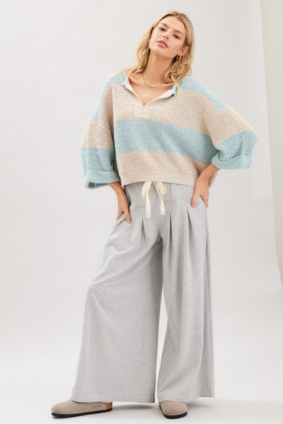 Striped Design Patch Sweater