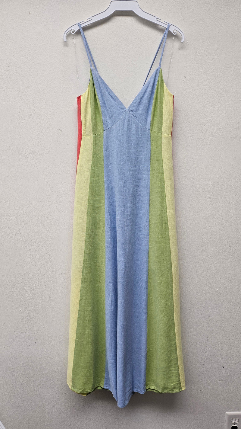 Linen Multi-stripe Midi Dress