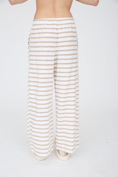 Stripe Drawstring Wide Leg Knit Lounge Pants