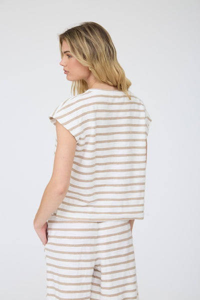 Stripe Round Neck Short Sleeve Knit Top
