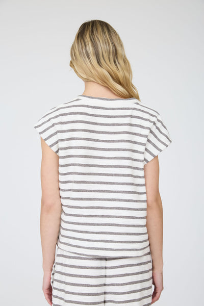 Stripe Round Neck Short Sleeve Knit Top