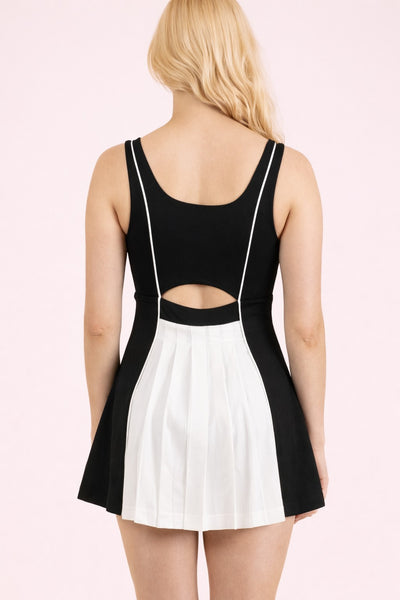 Back Cutout & Pleats Detail Activewear Mini Dress