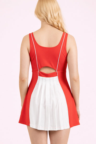 Back Cutout & Pleats Detail Activewear Mini Dress