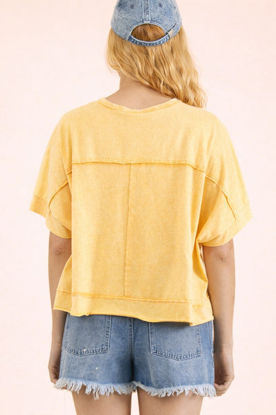 Mineral Washed Oversized Crop Comfy Knit Top