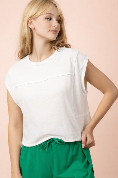 Mineral Washed Sleeveless Casual Knit Top