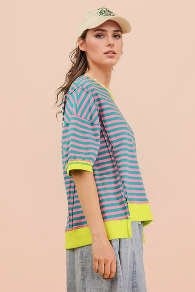 Oversized Stripe Casual Knit Top