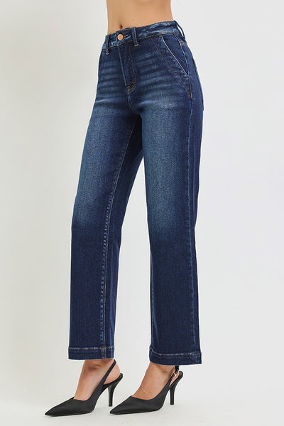 Tummy Control High Rise Ankle Straight Jeans