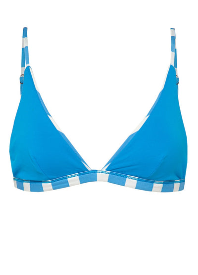 Azure Stripes Ivy Fixed Triangle Bikini Top