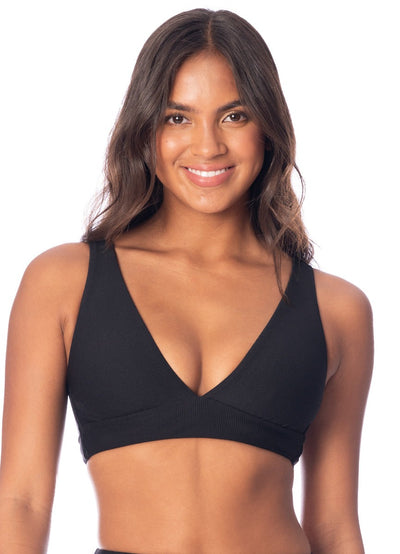 Jade Black Allure Long Line Triangle Bikini Top