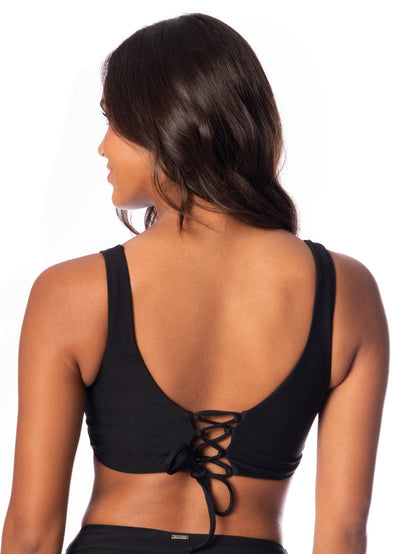 Jade Black Allure Long Line Triangle Bikini Top