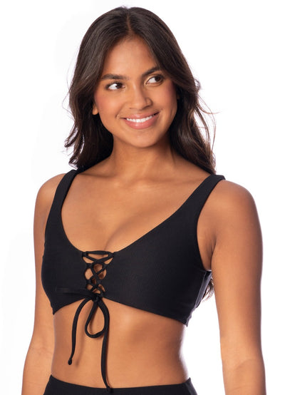 Jade Black Allure Long Line Triangle Bikini Top