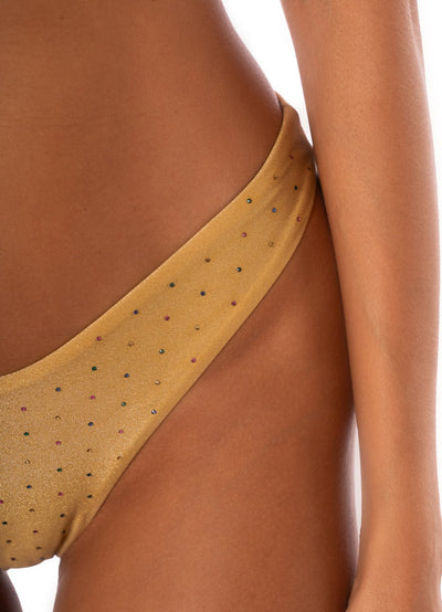 Creamy Gold Splendour Regular Rise Thin Side Bikini Bottom