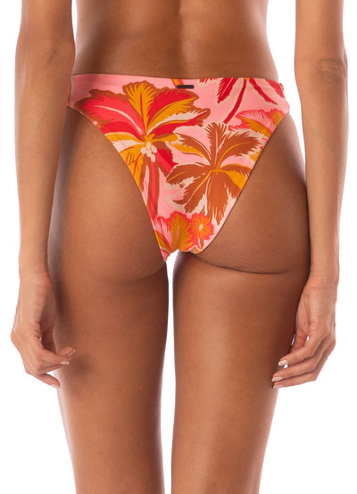 Pink Palms Squinny Low Rise Triple Strap Bikini Bottom