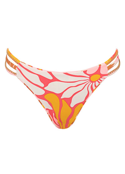 Pink Palms Squinny Low Rise Triple Strap Bikini Bottom