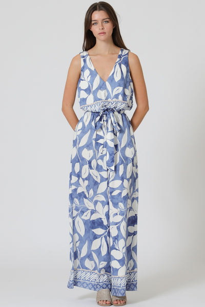 Sleeveless Elastic Waisted Belted Jumpsuit