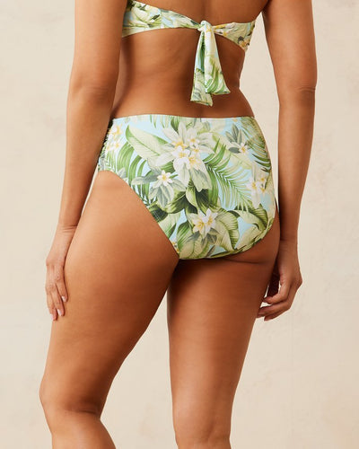 Paradise Fronds Shirred High-Waisted Bikini Bottoms