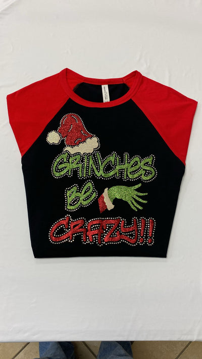 Grinches Be Crazy Baseball Christmas Tee