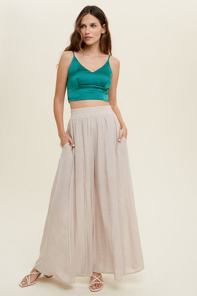 WIDE LEG PANTS WITH RAW EDGE DETAIL