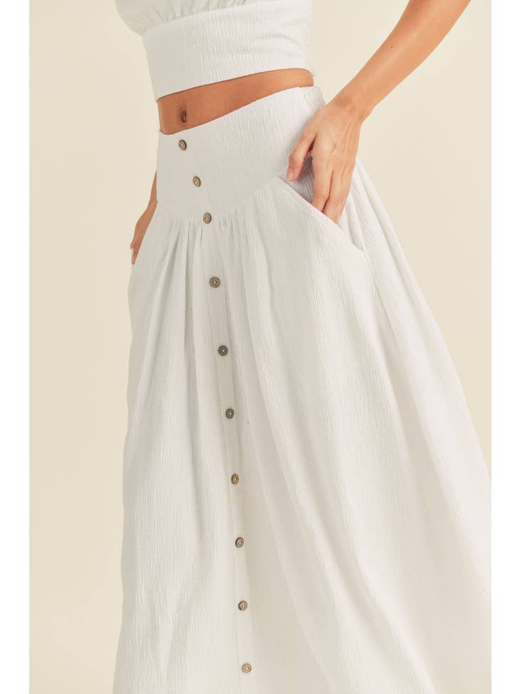 Cotton Linen Buttondown Maxi Skirt