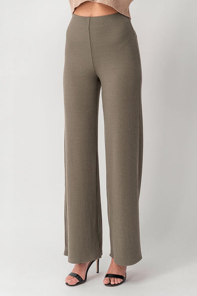 HIGH RISE RIB KNIT PANT