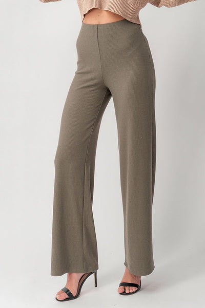HIGH RISE RIB KNIT PANT