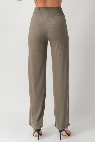 HIGH RISE RIB KNIT PANT