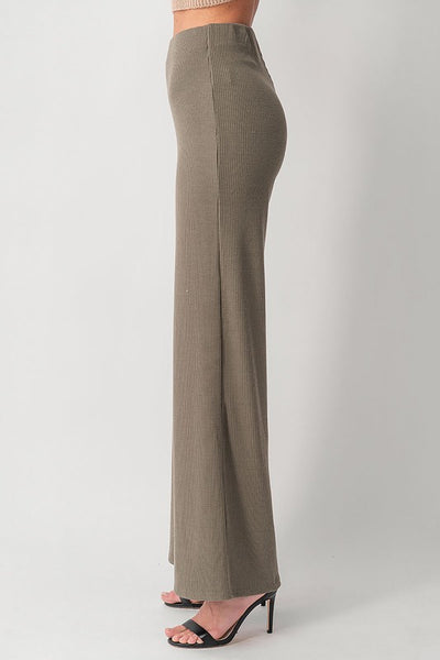 HIGH RISE RIB KNIT PANT