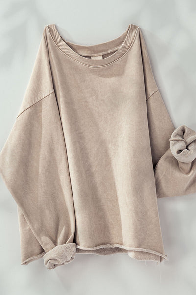 WASHED FRENCH TERRY CROPPED SWEATSHIRTS