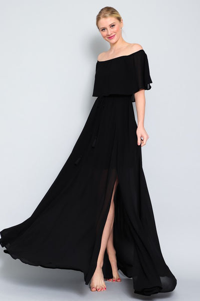 Off Shoulder Ruffled Top Maxi Dress