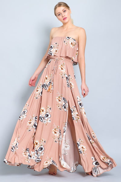 Floral Strapless Maxi Dress