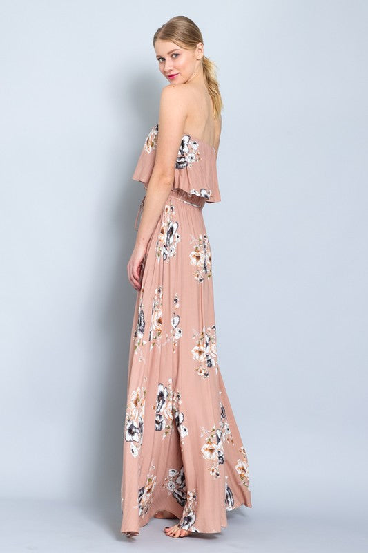 Floral Strapless Maxi Dress