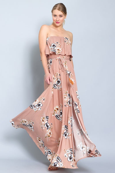Floral Strapless Maxi Dress