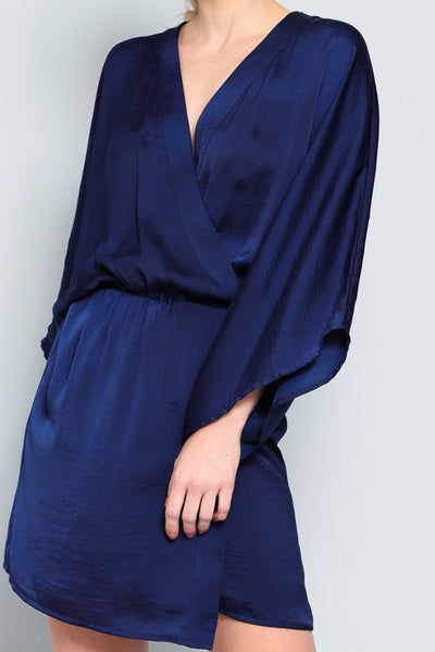 Elegant Kimono Sleeve Wrap Mini Dress