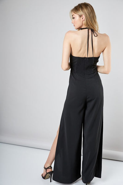 KEYHOLE HALTER NECKLINE JUMPSUIT