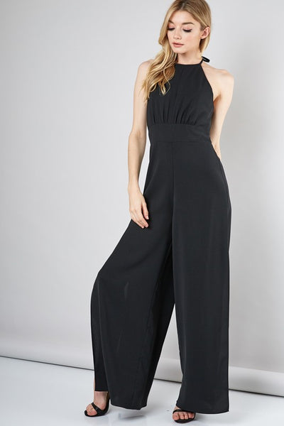 KEYHOLE HALTER NECKLINE JUMPSUIT